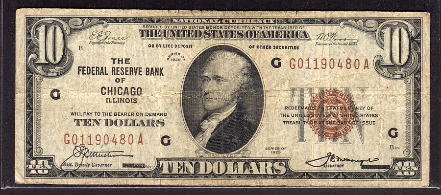 Fr.1860-G, 1929 $10 Chicago FRBN, G01190480A